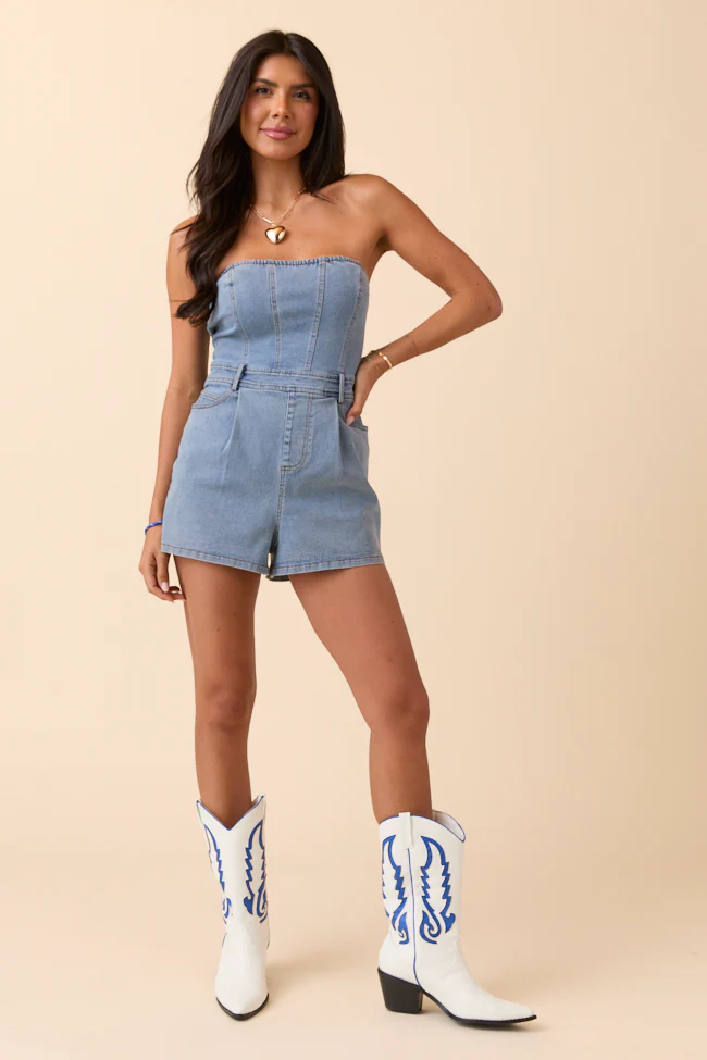 Jayla Strapless Denim Romper - Terpint