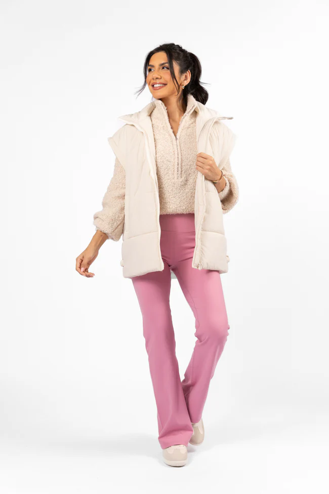 Get Moving Pink Flare Knit Leggings FINAL SALE - Terpint