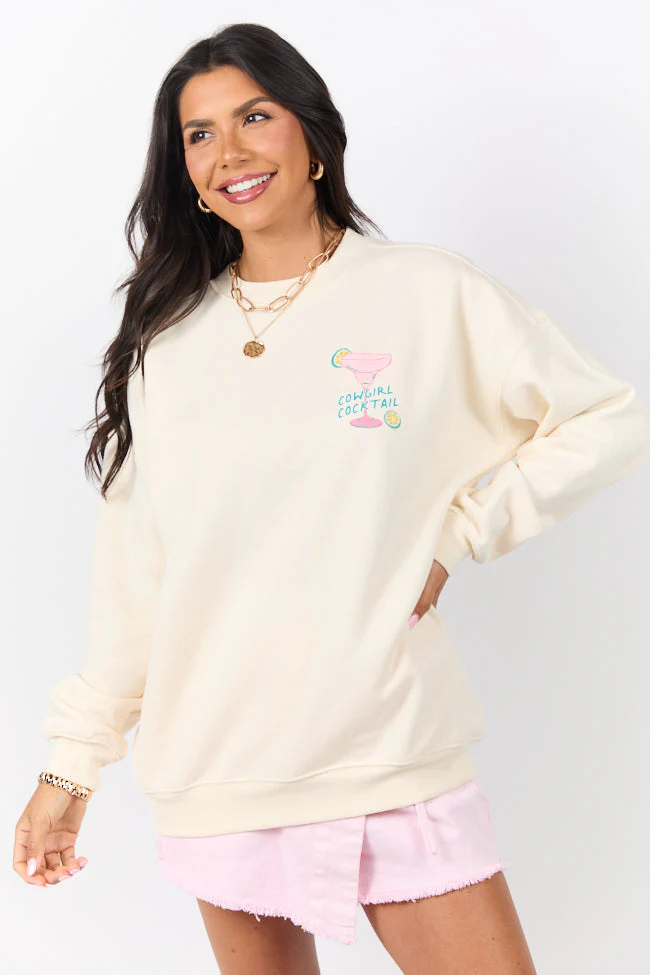 Cowgirl Cocktail Cream Graphic Sweatshirt - Terpint