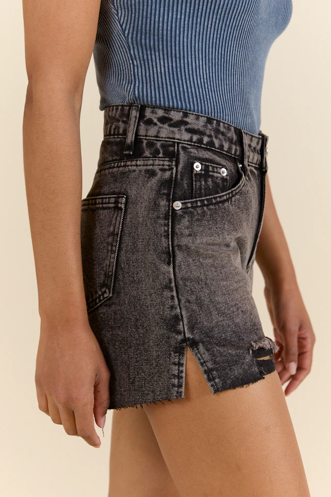 Night Rhythm Black Wash Distressed Denim Shorts DOORBUSTER - Terpint