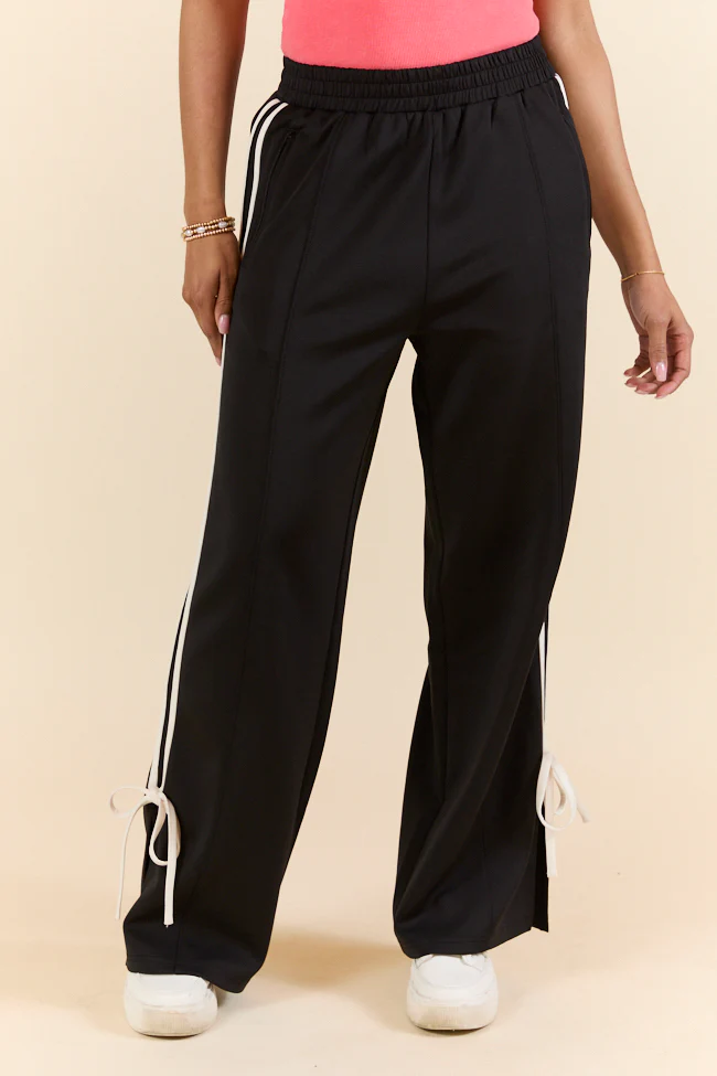 Push The Limits Black Bow Detail Track Pants - Terpint