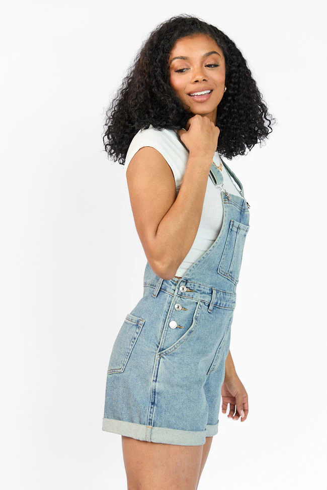 Common Ground Medium Wash Relaxed Fit Cuffed Overalls SALE - Terpint