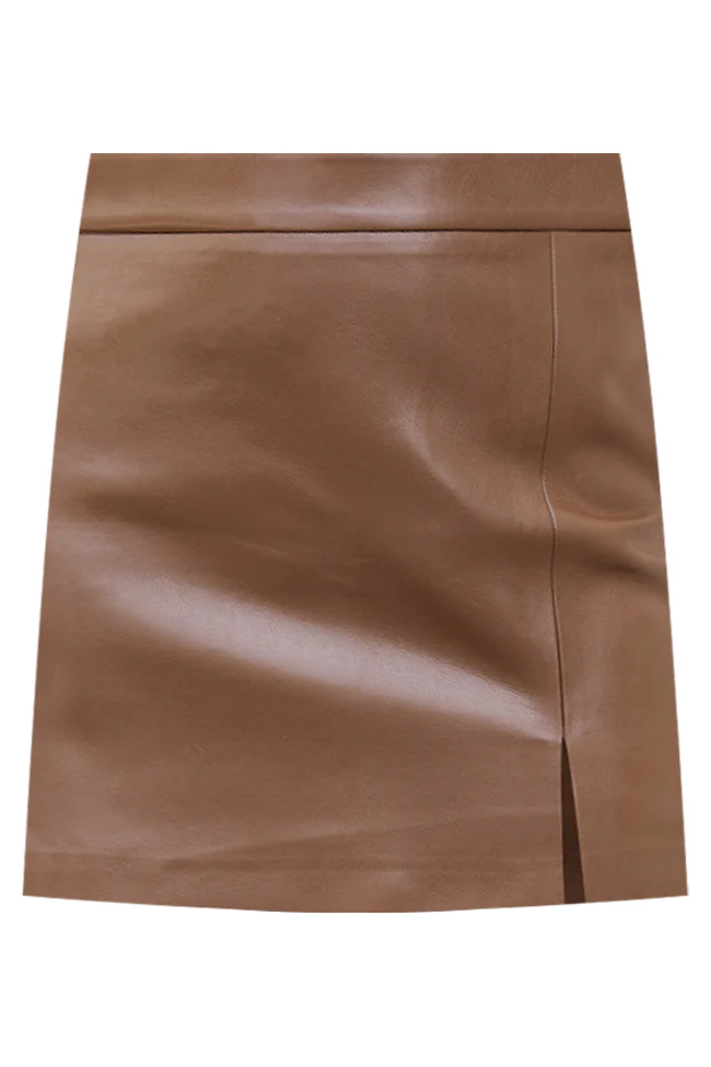 Wish I Could Go Back Brown Faux Leather Mini Skirt SALE - Terpint