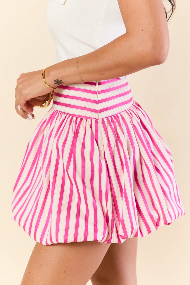 Take The Risk Pink Striped Bubble Hem Skort - Terpint