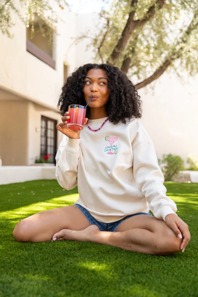 Cowgirl Cocktail Cream Graphic Sweatshirt - Terpint