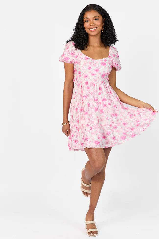 Calling Perfection Pink Floral Dress With Back Bow Detail FINAL SALE - Terpint