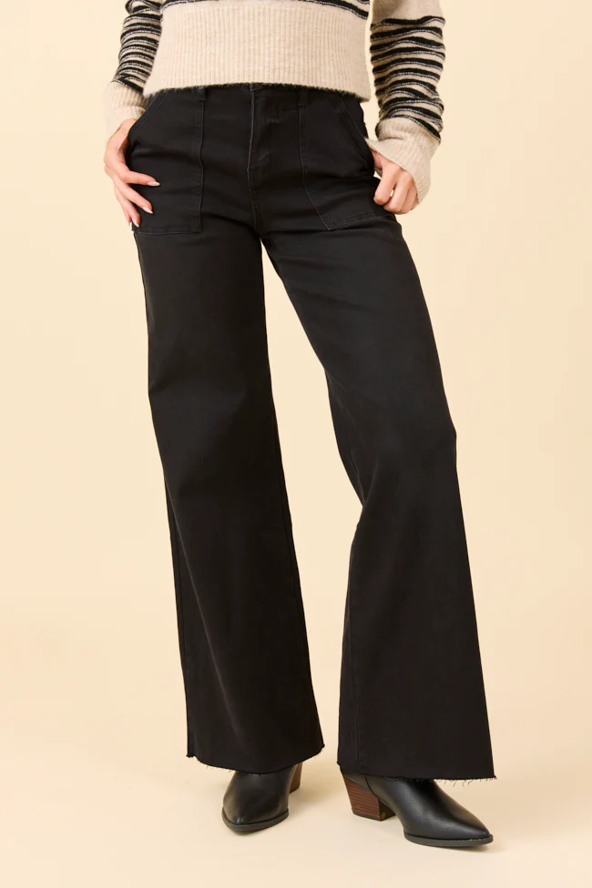 Cora Black Rock High Rise Wide Leg Jeans - Terpint