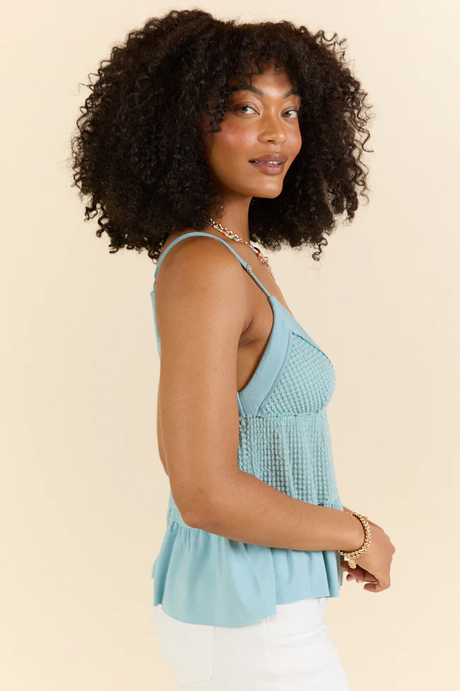 Plain And Simple Blue Knit Tank DOORBUSTER - Terpint