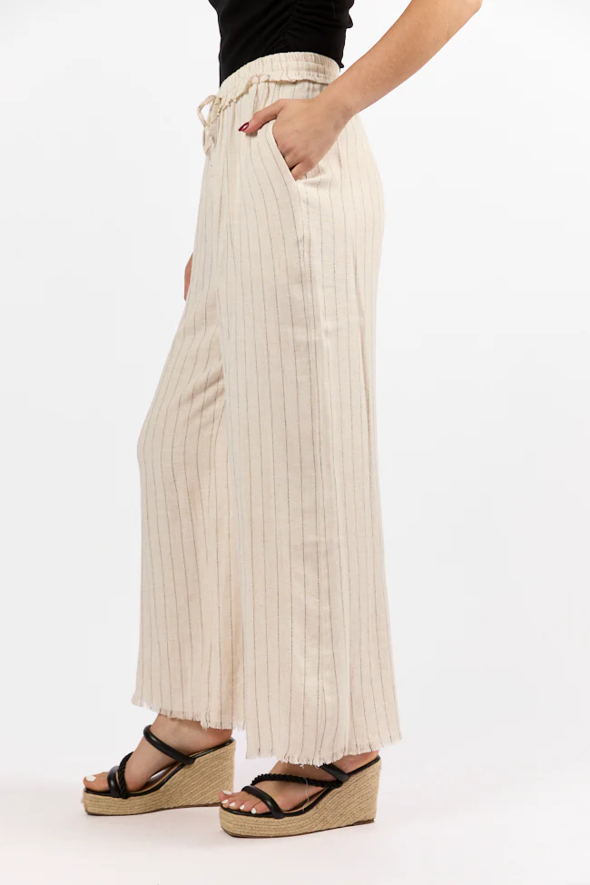 Full Sail Beige Linen Blend Striped Pants FINAL SALE - Terpint