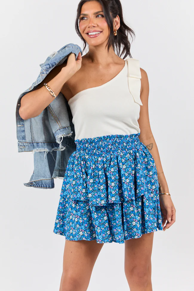 Breezy Navy Floral Tiered Skort DOORBUSTER - Terpint
