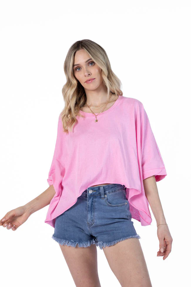 Great Days Ahead Pink Asymmetrical Hem Tee DOORBUSTER - Terpint