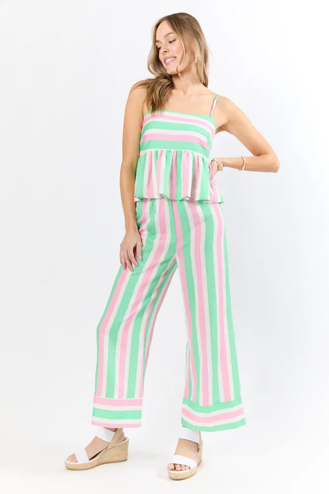 Boardwalk Prep Pink and Green Striped Two Piece Set - Terpint