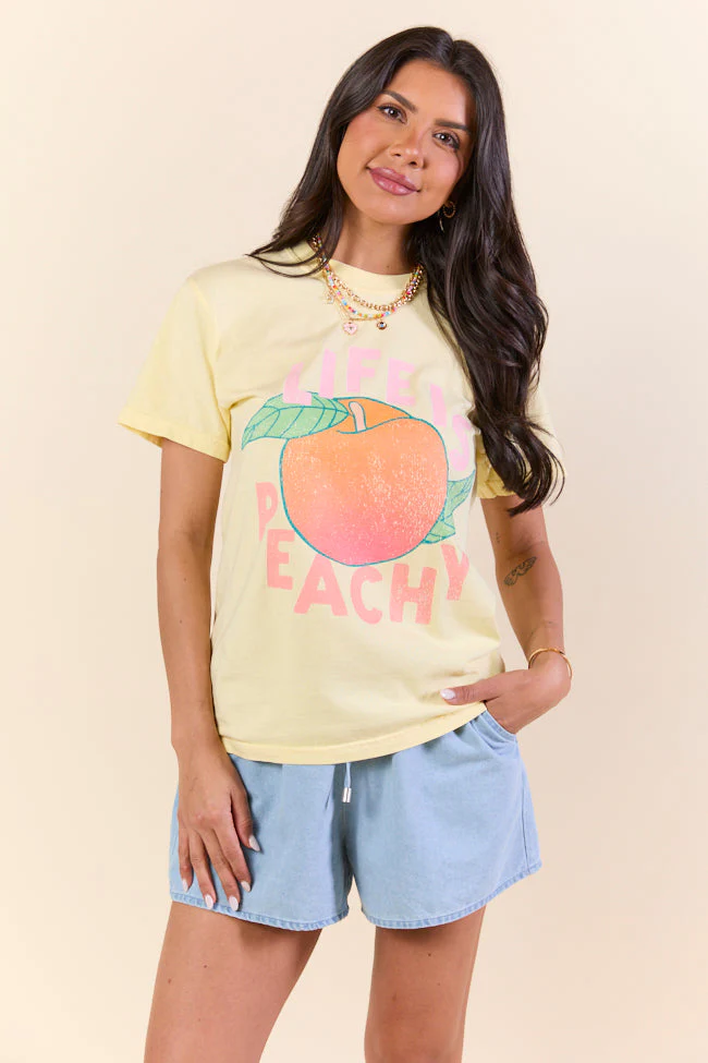 Life is Peachy Yellow Graphic Tee - Terpint