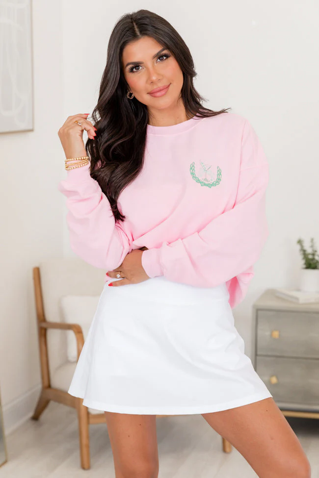 Cocktails And Country Clubs Light Pink Graphic Sweatshirt - Terpint