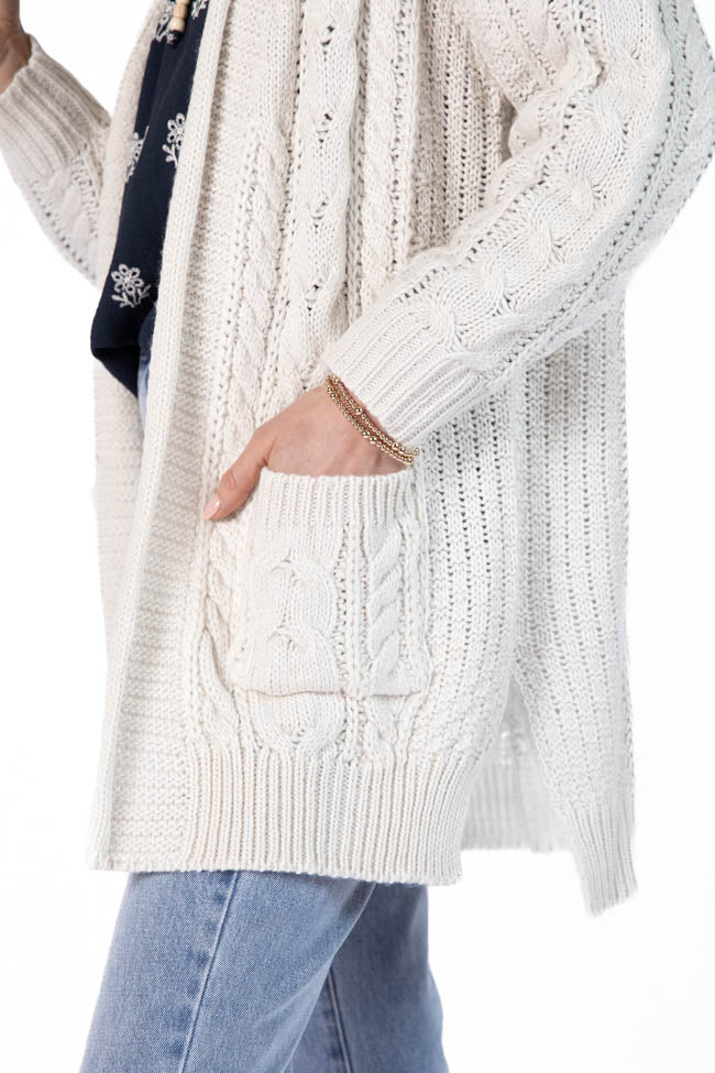 Sweet Nothings Cream Chunky Cable Knit Cardigan FINAL SALE - Terpint