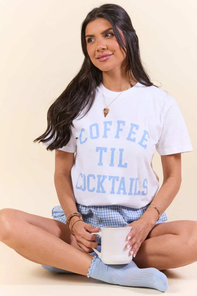 Coffee Til Cocktails White Graphic Tee - Terpint