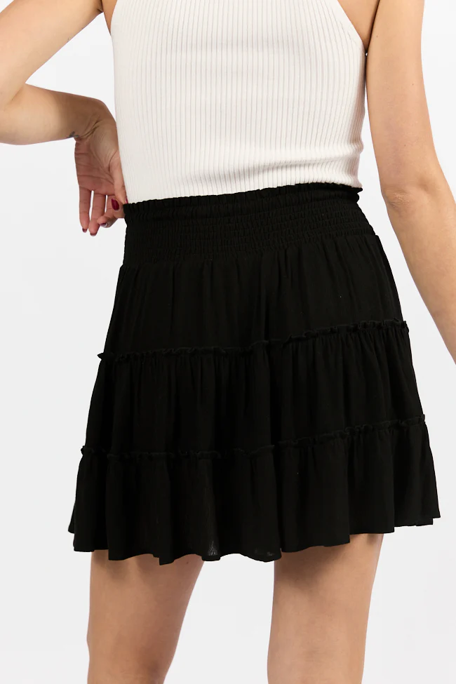 Through The Garden Black Longer Length Solid Mini Skort SALE - Terpint