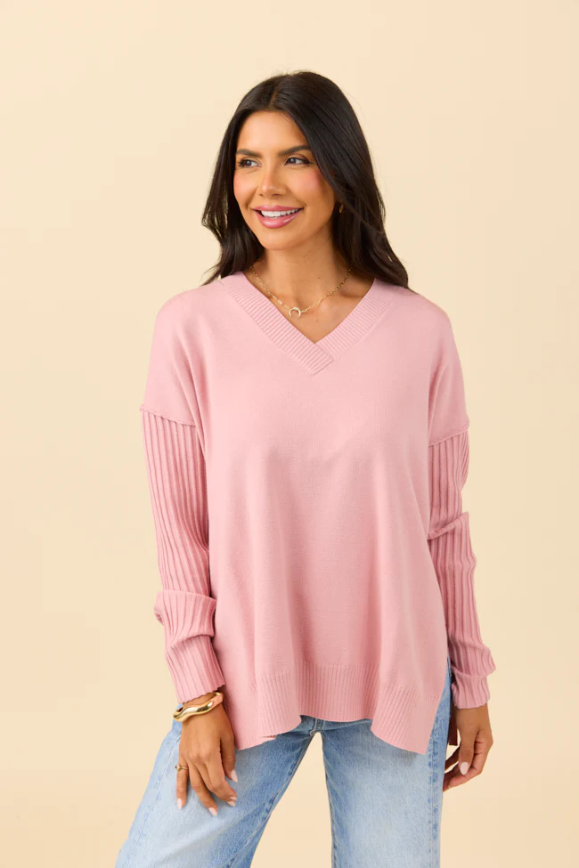 Mariah Mauve Relaxed Long Sleeve Pullover Tunic DOORBUSTER - Terpint