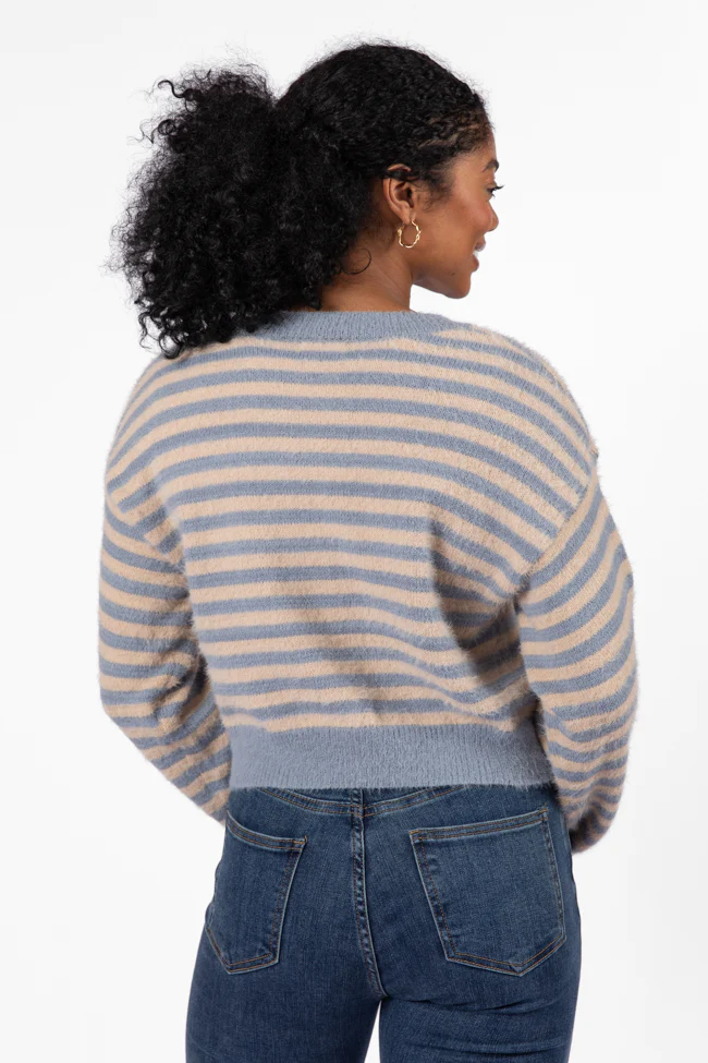 More Than Amazing Slate Grey Striped Button Front Cardigan FINAL SALE - Terpint