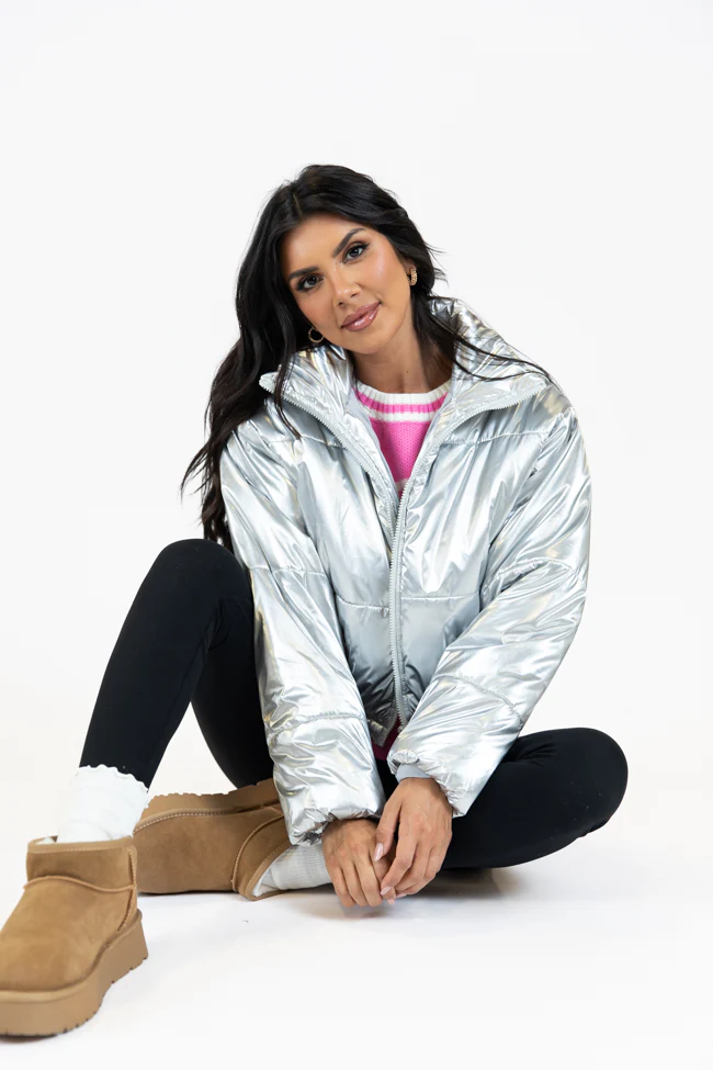 Keep Me Warm Silver Chrome Puffer Jacket FINAL SALE - Terpint