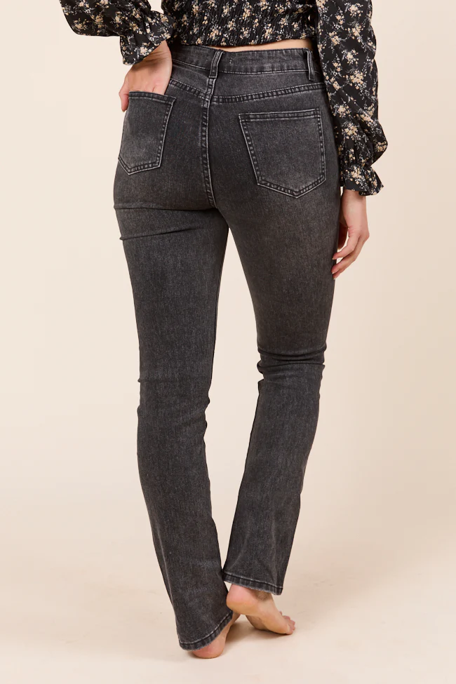 Annie High Rise Black Distressed Slim Straight Leg Jeans - Terpint