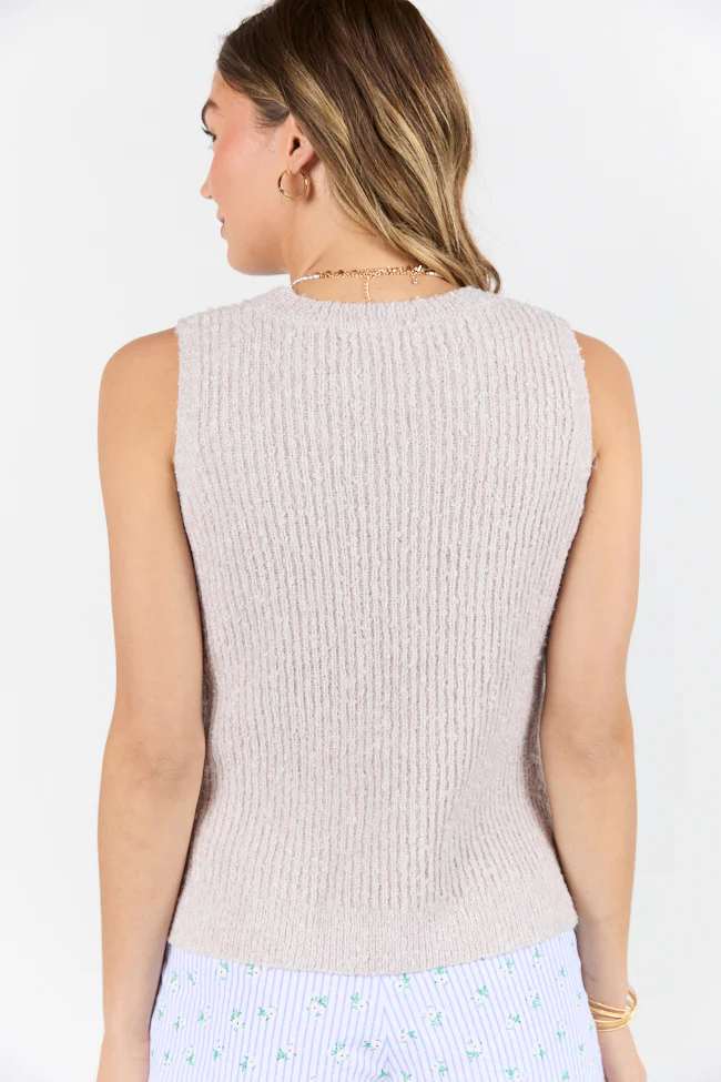 Best Day Ever Beige High Neck Sweater Tank FINAL SALE - Terpint