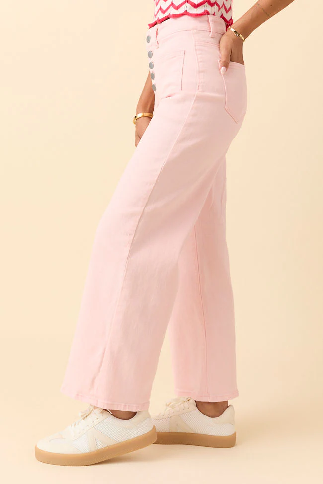 Sutton Pink Wide Leg Patch Pocket Jeans - Terpint
