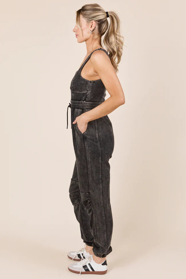 Tayler Acid Wash Black Jumpsuit - Terpint