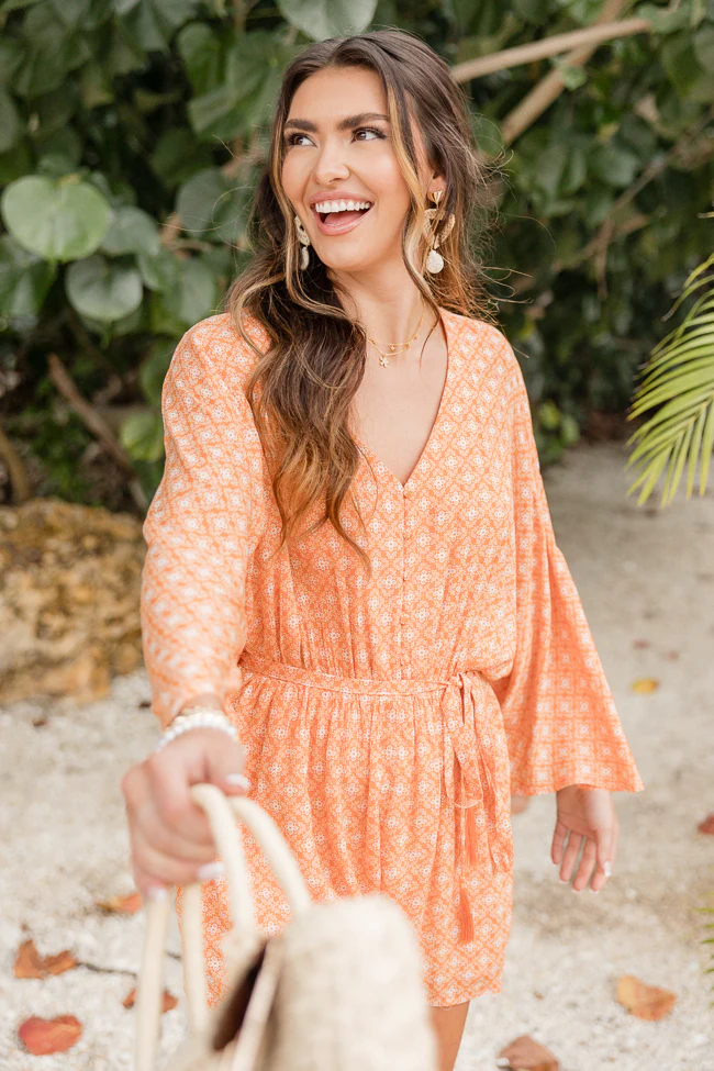 Searching For Fun Orange Printed Romper FINAL SALE - Terpint