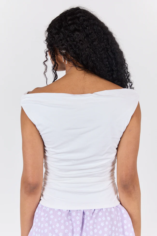 Off Topic Cream Ruched Off The Shoulder Knit Top DOORBUSTER - Terpint