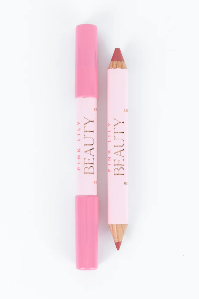 Pink Lily Beauty Double Bloom Dual Lipstick and Lip Liner - Pretty in Pink Lily FINAL SALE - Terpint