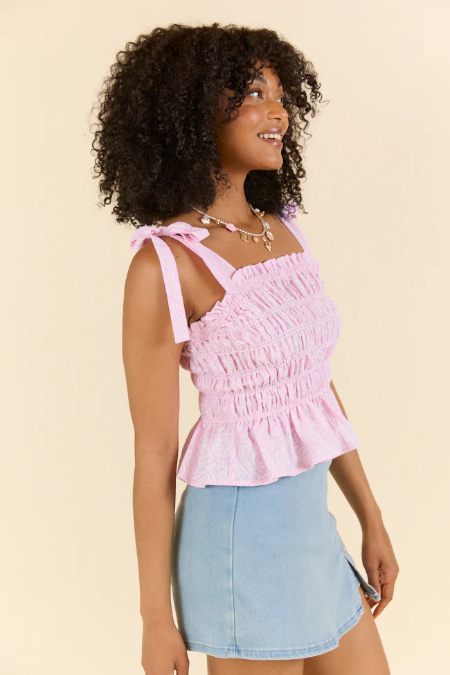 Pink Meadows Floral Cinched Tie Strap Tank FINAL SALE - Terpint