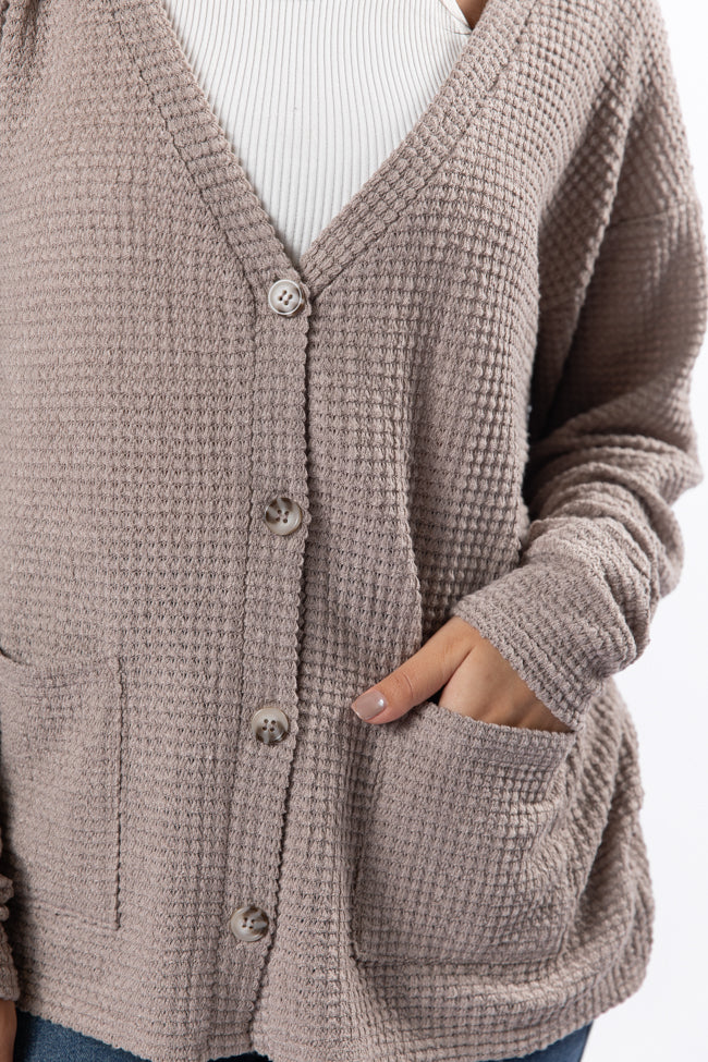 Sounds Like Me Taupe Waffle Knit Cardigan FINAL SALE - Terpint