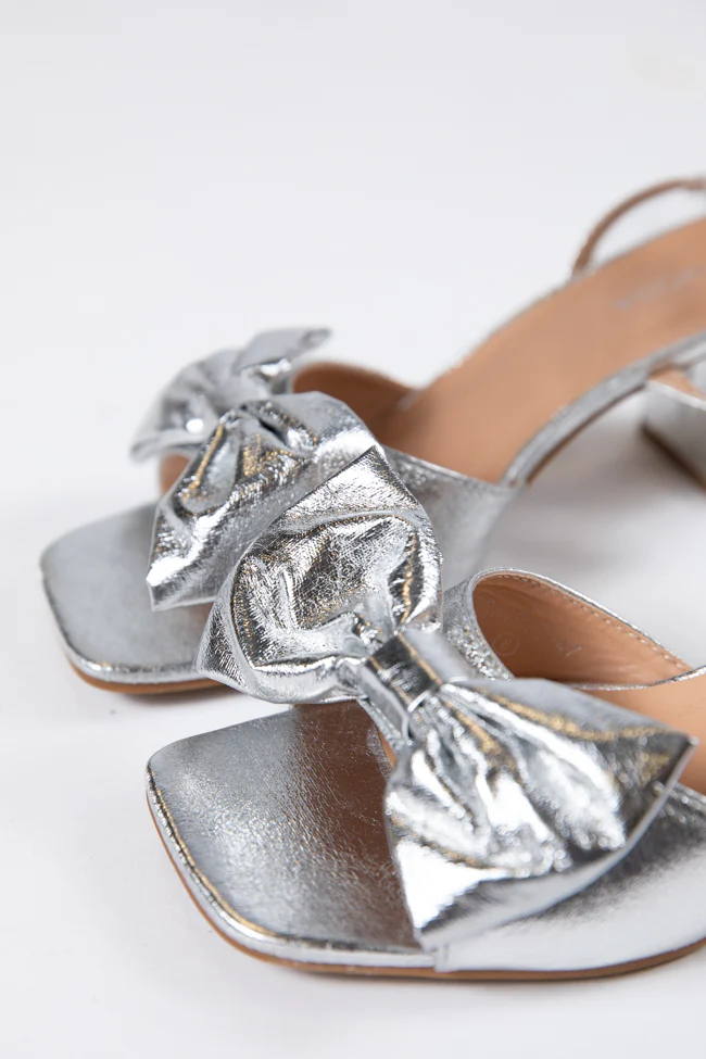 Drew Silver Bow Heels FINAL SALE - Terpint