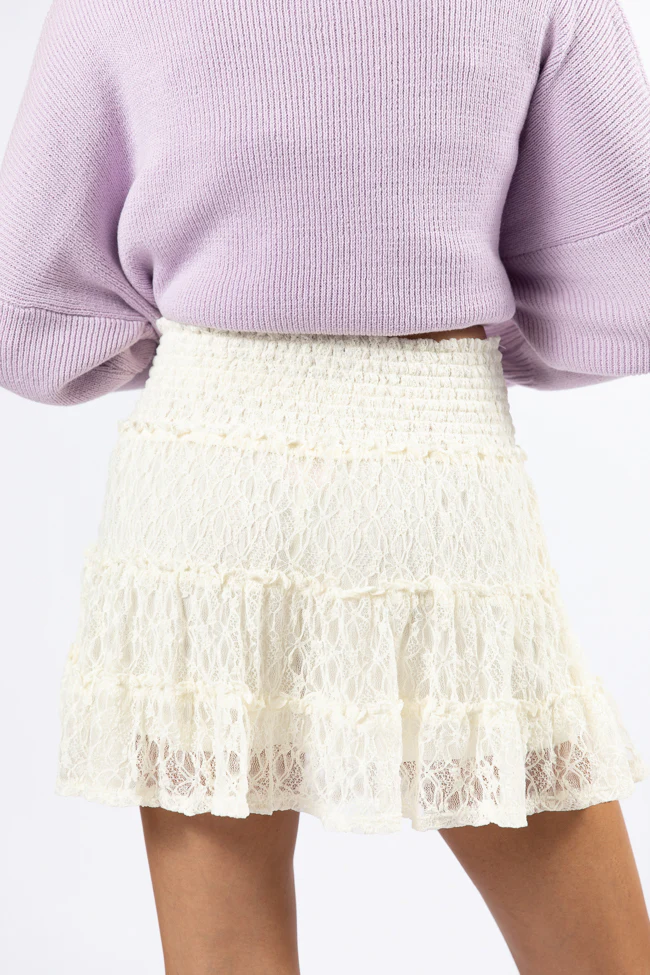 Through The Garden Cream Lace Mini Skort - Terpint