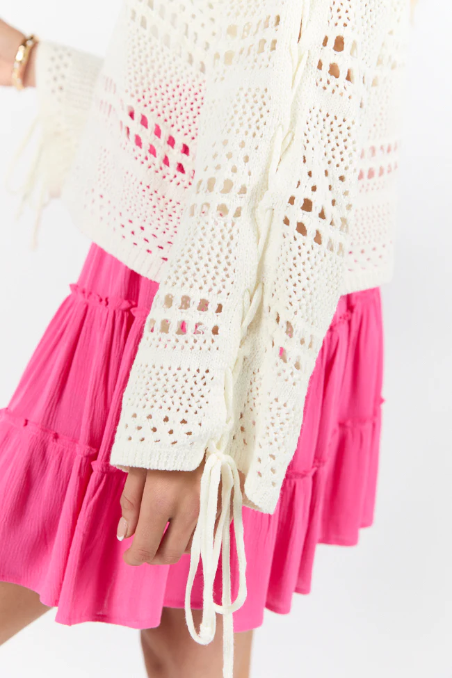 Easy Going Cream Open Knit Boat Neck Sweater FINAL SALE - Terpint