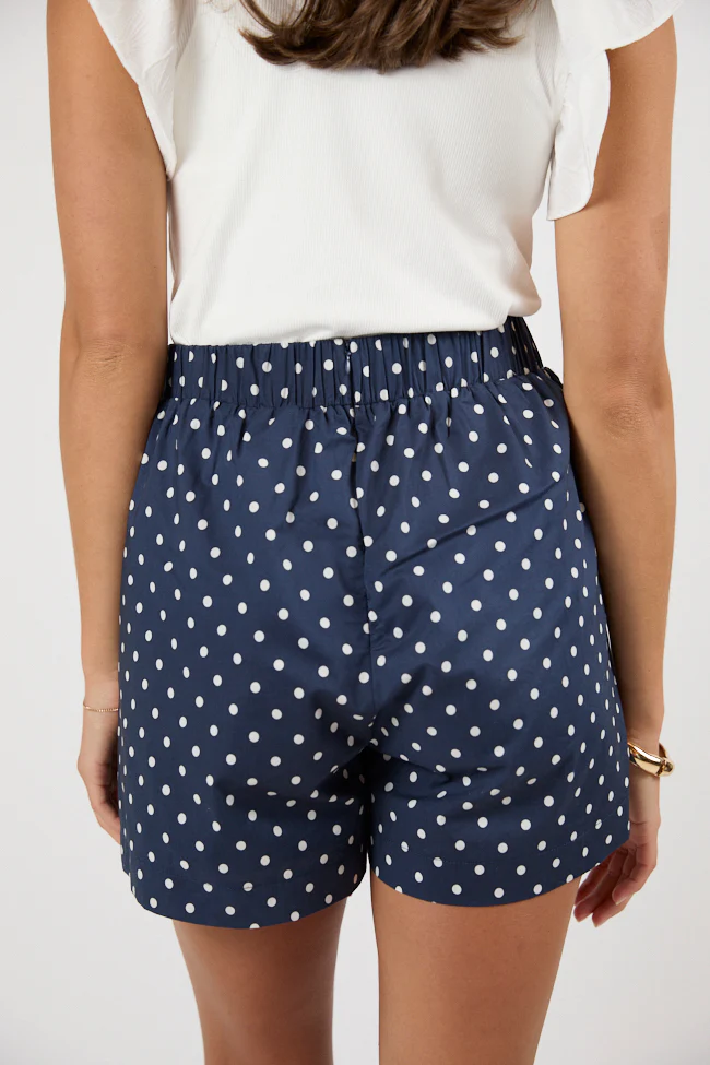 Enchanted Moments Navy Polka Dot Bow Shorts FINAL SALE - Terpint
