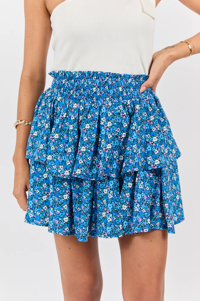 Breezy Navy Floral Tiered Skort DOORBUSTER - Terpint
