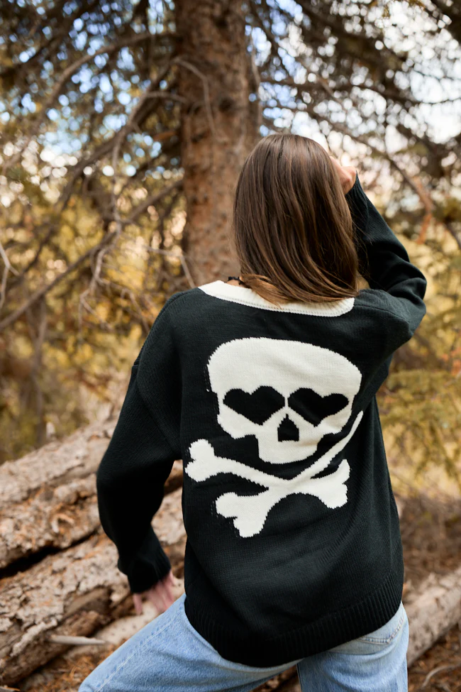 Annabelle Black and White Skull Cardigan - Coming Soon - Terpint
