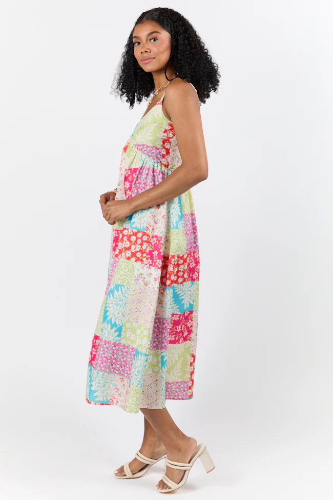 Pieces That Complete Me Multi Patchwork Babydoll Midi Dress FINAL SALE - Terpint