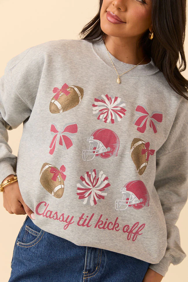 Football Icon Crimson Light Grey Graphic Sweatshirt - Terpint