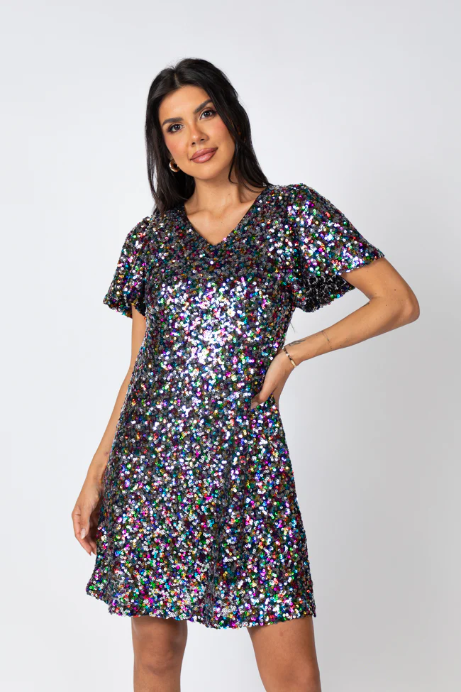 Celebrate Good Times Multi Sequin Mini Dress FINAL SALE - Terpint