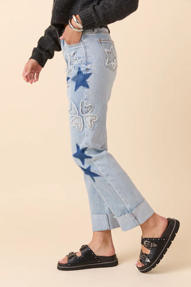 Cara Light Wash Patch Jeans - Terpint