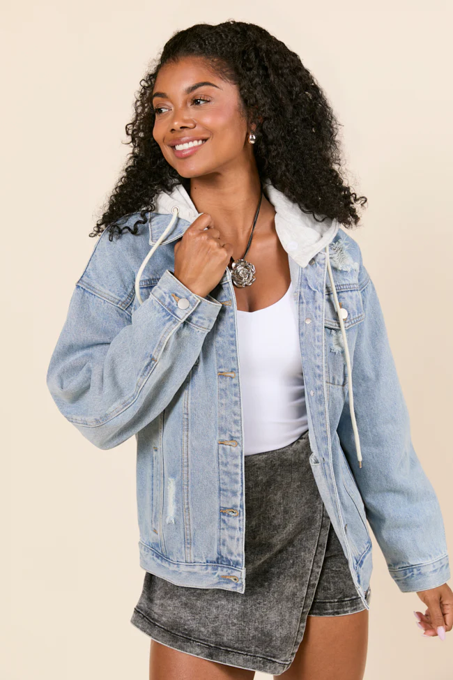 Parker Light Wash Hooded Denim Jacket - Terpint