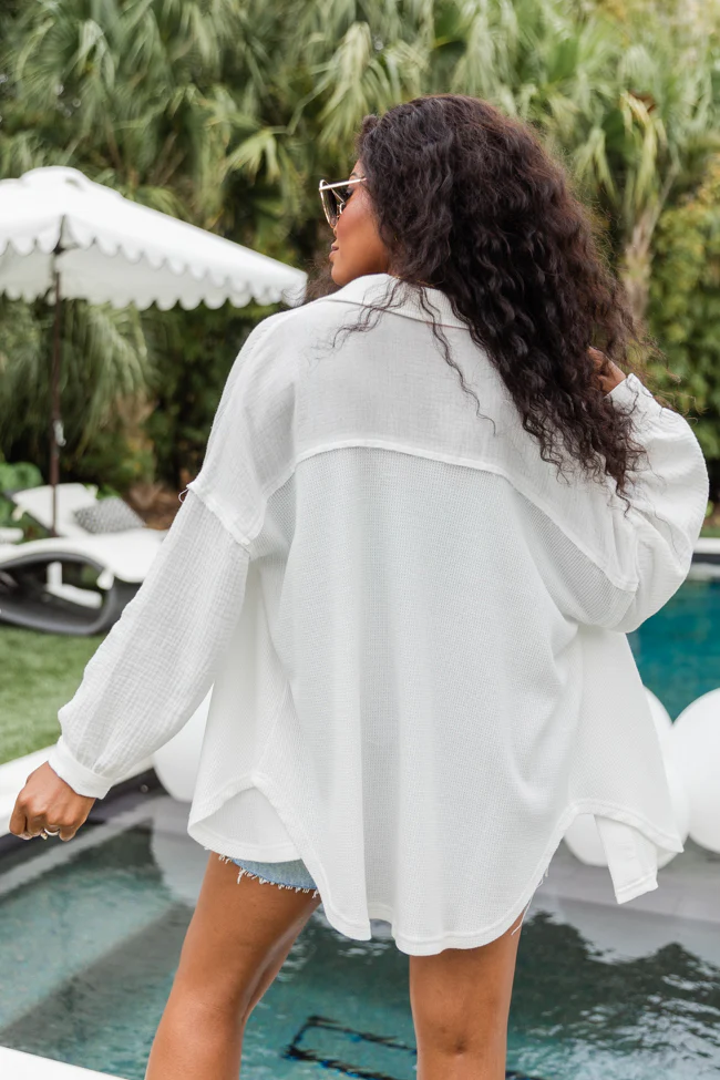 Pulling It Together Ivory Waffle And Gauze Shacket FINAL SALE - Terpint