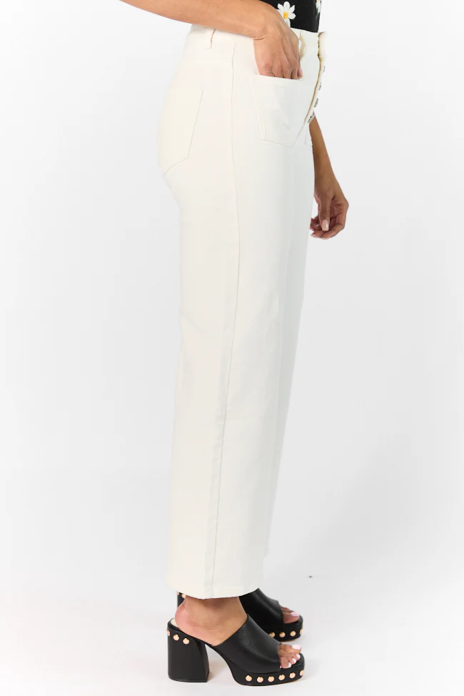 Sutton White Wide Leg Patch Pocket Jeans SALE - Terpint