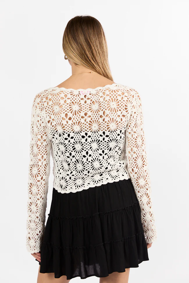 Unbeatable Memories Long Sleeve Ivory Crochet Cardigan FINAL SALE - Terpint