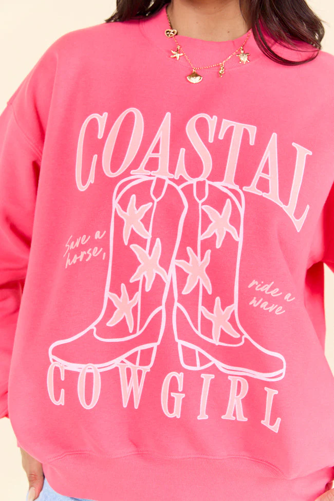 Coastal Cowgirl Boots Light Red Graphic Sweatshirt - Terpint