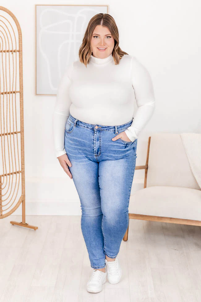 Hit Or Miss Ivory Mock Neck Bodysuit FINAL SALE - Terpint