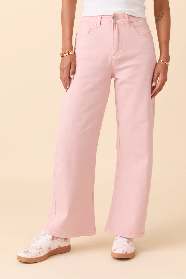 Marigold Pearl Pink Mid Rise Barrel Jeans - Terpint